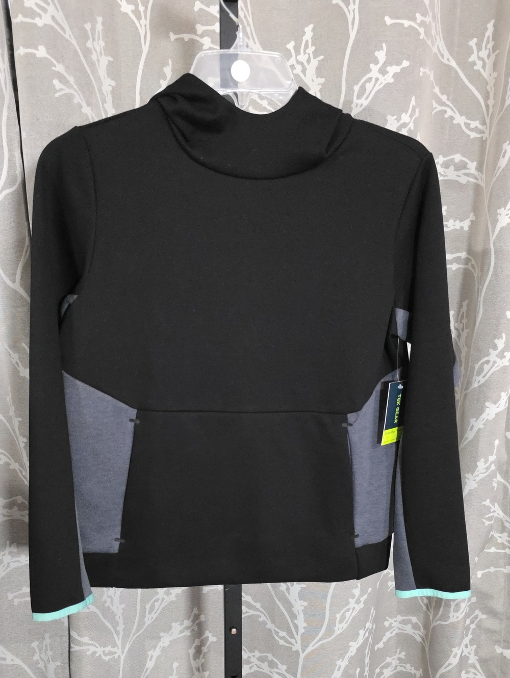 NWT Tek Gear Boys Black Colorblock Athletic Hoodie Size 10/12